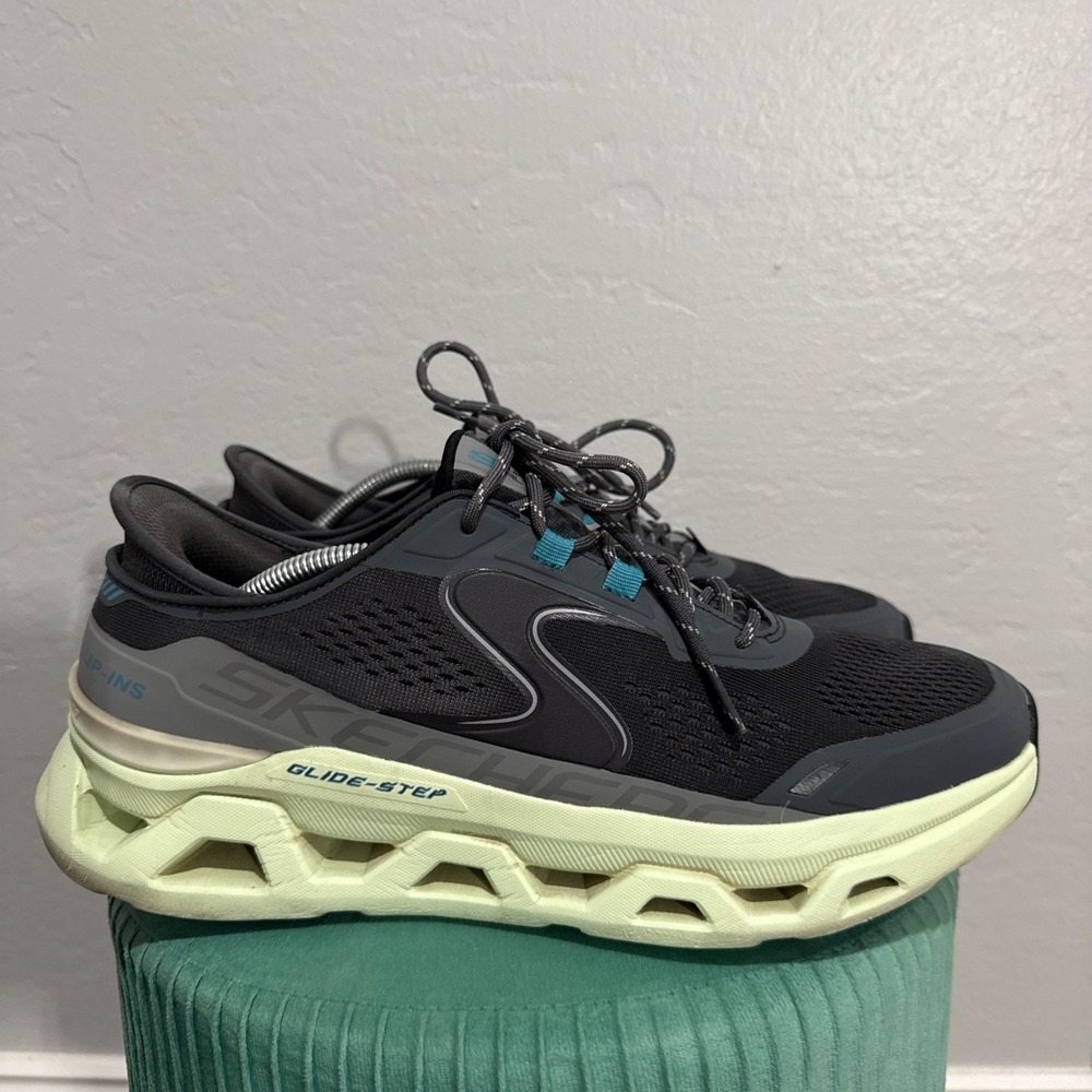 Skechers Slip-ins Glide-Step Altus Charcoal Lime Green Mens Sneakers 11 232921